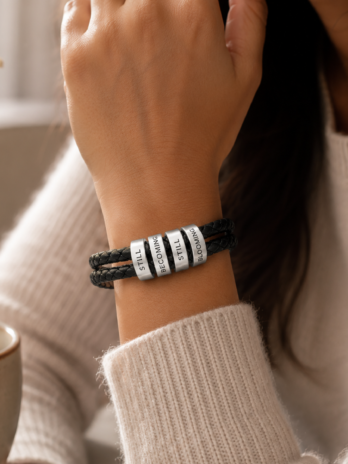 Still Becoming, Still Bloomingβ’ Engraved Leather Bracelet