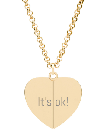 It’s Ok — Hidden Message Heart Necklace (Engraving)