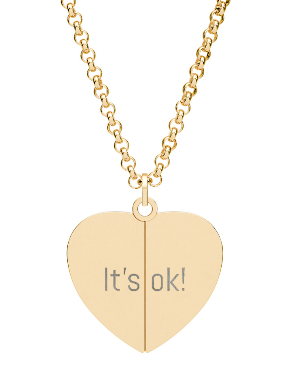 It’s Ok — Hidden Message Heart Necklace (Engraving)